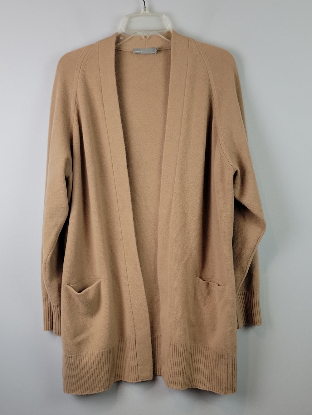 Vince open front camel cashmere cardigan sweater XL
